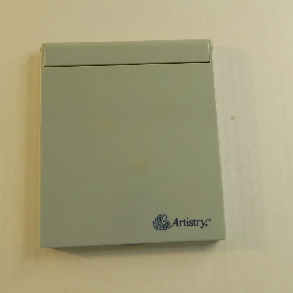 Artistry Compact Mirror Vintage Light Blue Dual Sided Magnifying Travel Square